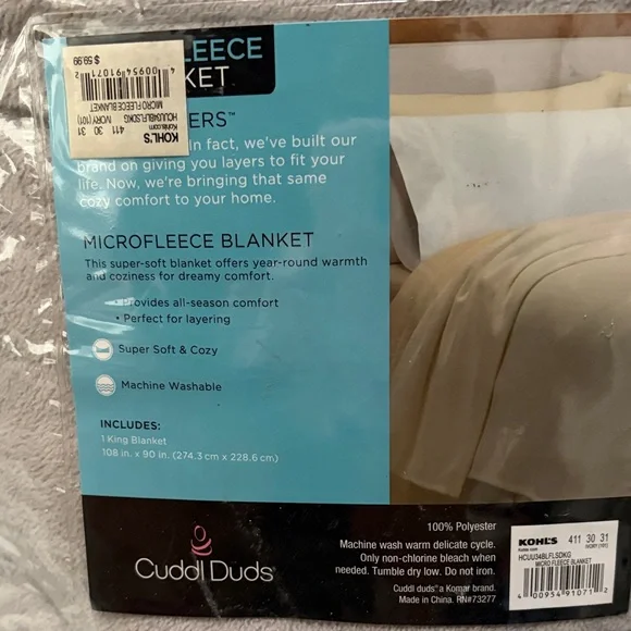 Cuddl Duds Soft Gray Fleece Blanket King - Picture 4 of 6